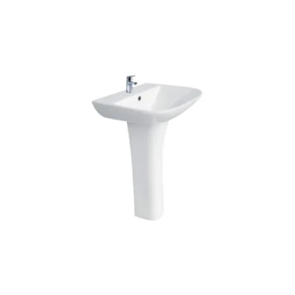 Lavabo avec colonne blanc modèle HE-2006A – équipement sanitaire salle de bain design et fonctionnel – Soavy Madagascar