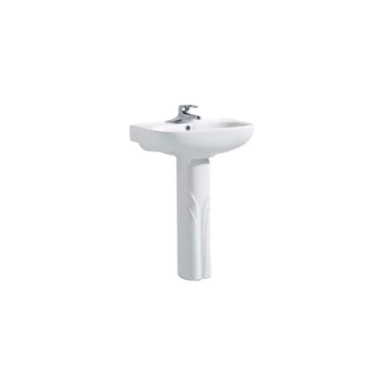 Lavabo avec colonne blanc 570x405x805 mm modèle Bari XFH-209 – équipement sanitaire design pour salle de bain – Soavy Madagascar