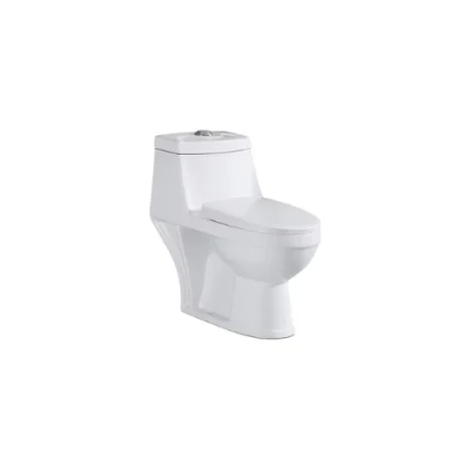 WC monobloc 690x370x680 mm avec S-trap, double poussoir et abattant modèle HE-T804 – sanitaire complet blanc – Soavy Madagascar