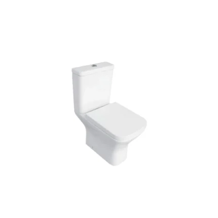 WC blanc sans bride avec réservoir, abattant mécanique et système P-trap modèle HE-0006A – sanitaire moderne – Soavy Madagascar