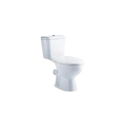WC blanc sans bride avec réservoir, système P-trap, abattant mécanique double poussoir modèle XFH-004 – sanitaire moderne – Soavy Madagascar