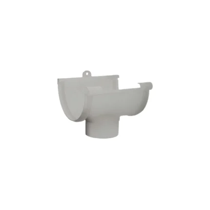 Naissance bi-système gris – raccord en PVC gris pour jonction entre gouttière et descente pluviale, compatible systèmes carrés et ronds – Soavy Madagascar