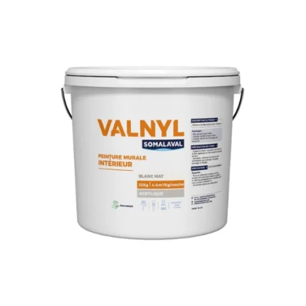 Valnyl Intérieur 25kg Somalaval – peinture acrylique mate professionnelle pour murs et plafonds intérieurs, finition lisse et durable – Soavy Madagascar